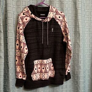 Hooey Black and Pink Patterned Hoodie